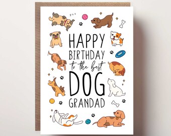 Carte d'anniversaire grand-père chien, joyeux anniversaire au meilleur grand-père chien, carte d'anniversaire grand-parent chien, carte d'anniversaire mignonne du chien