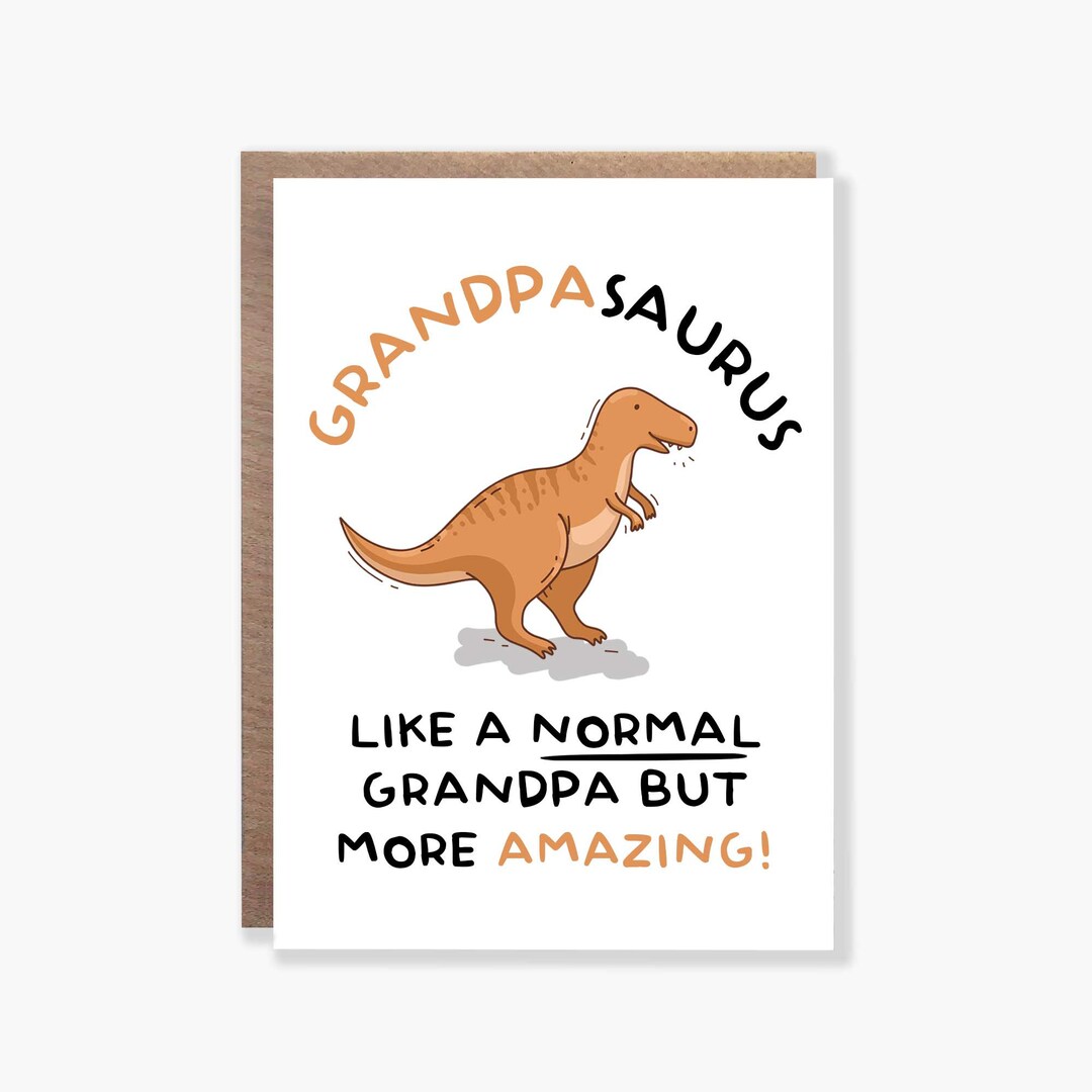 Grandadasaurus Card Grandpasaurus Birthday Card: Funny Grandpa Dinosaur Card, Father's Day ...