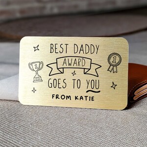 Carte portefeuille en or Best Daddy Award avec nom personnalisé, rappel de poche pour papa, rappel de poche personnalisé, cadeau de fête des pères, cadeau de Noël