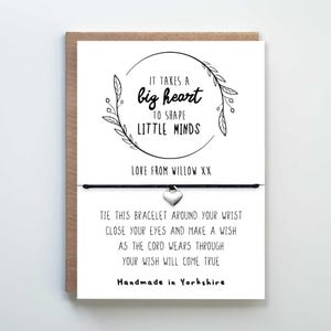 Il faut un grand coeur pour façonner les petits esprits, bracelet de remerciement pour enseignant, cadeau de fin d'année, cadeau personnalisé pour enseignant, carte de départ