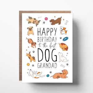 Carte d'anniversaire grand-père chien, joyeux anniversaire au meilleur grand-père chien, carte d'anniversaire grand-parent chien, carte d'anniversaire mignonne du chien