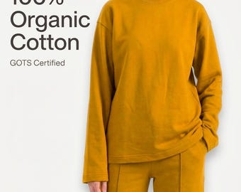 Organic Cotton Fleece Hoodie and Joggers Set, Women Sweatsuit, Oversize Sweatshirt, Loungewear