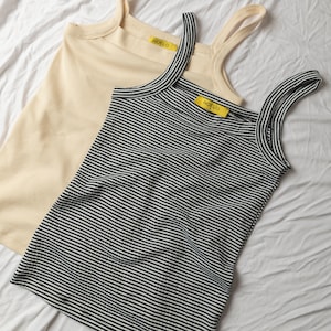 Spaghetti Strap Square Neckline Tops Set, 2 Pieces Ribbed Tank Top, Cotton Tank Top, Women Blouses, Summer Cotton Top