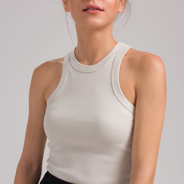 Stone Ribbed Tank Top - Stone Tank Top - 90er Jahre Tank Top - Lustiges Shirt - Stone Cotton T Shirt - Alltagsmode - Arbeit von zu Hause - Geschenk für Sie