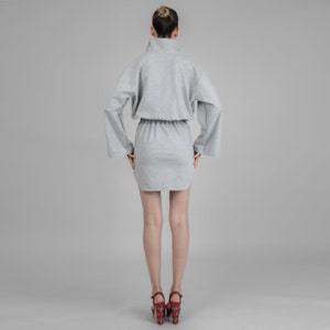 Women Half-zip Sweatshirt Dress, Cozy Fleece Hoodie Dress, Ladies Jumper Dress, Cotton Clothing image 10