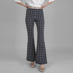 Bell Bottom Flare Stretch Yoga High Waisted Boho Floral Print Comfy Tribal Damask 70s Hippie Bohemian Festival Legging Loungewear Pants