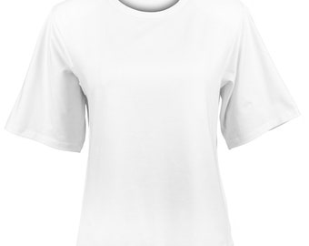 White Padded Shoulder Tee, Tshirt with Shoulder Pad, White Casual Top, Short Sleeve Oversize Tee