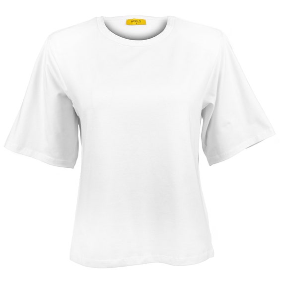 White Padded Shoulder Tee Tshirt With Shoulder Pad White Casual Top Short Sleeve Oversize Tee Etsy UK