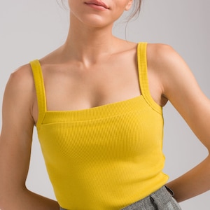 Ribbed Tank Top in Olive Green - Square Neck in Olive Green - Country Tank Top - Everyday Basics - Work From Home - 90s Top