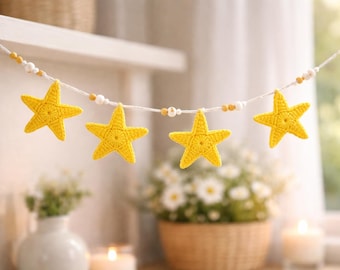 Stars Garland Crochet pattern.  Instant  download. Decor stars, Cute holiday Crochet pattern