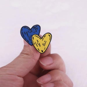 Enameled Ukrainian  brooch. Yellow -blue heart. Hand finishing. Sign of freedom of Ukraine. Gift  for friend, jewelry pin