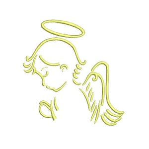 Angel Outline Embroidery Design. Angel Outline embroidery. 3x3 inch