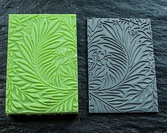 Texture mat 4 Leaf, soap stamp, clay stamp, ink stamp,  clay stamp, jewelry stamp, polymer clay stamp, gel printing, ink stampblock printing