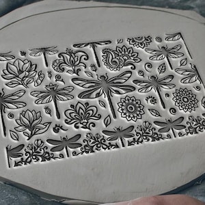 Pottery stamp, Dragonfly embosser,Flexible Clay Texture Tool, Ceramic Mug Decor, Heat Formable, Handbuilding Mold, Soap Making Pattern