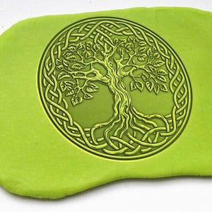 Rubber stamp,tree of life stamp, celtic tree, plate stamp, plate decor, clay stamp, clay embosser, textile stamp, soap stamp, linocut stamp