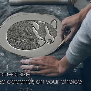 Keramikstämpel, Corgi-design, flexibelt lertexturverktyg, keramisk muggdekor, värmeformbar, handbyggd form, plattbyggnad, tvåltillverkning