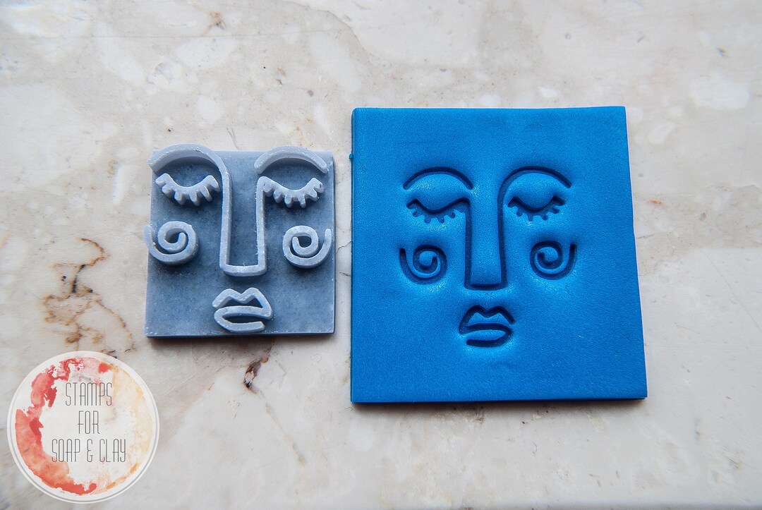 Polymer Clay Stamps 59, Polymer Clay, Face Stamp, Metal Clay Stamp