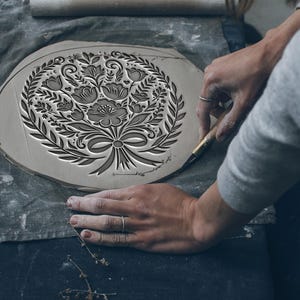 Rubber stamp,flower stamp,flower circle, plate decor,clay embossing,dragonfly stamp,clay stamp, clay embosser,textile stamp,soap stamp