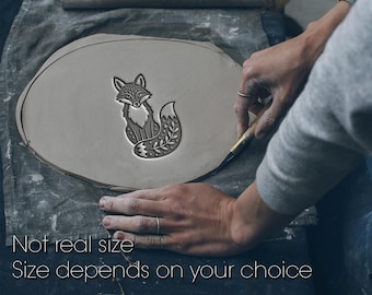 Rubber stamp, fox stamp, fox decor, pottery stamp, clay stamp,soap stamp,plate decor