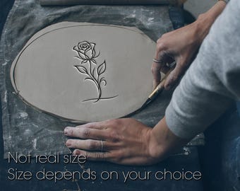 Rubber stamp, Roses stamp, Roses decor, pottery stamp, clay stamp,soap stamp,plate decor