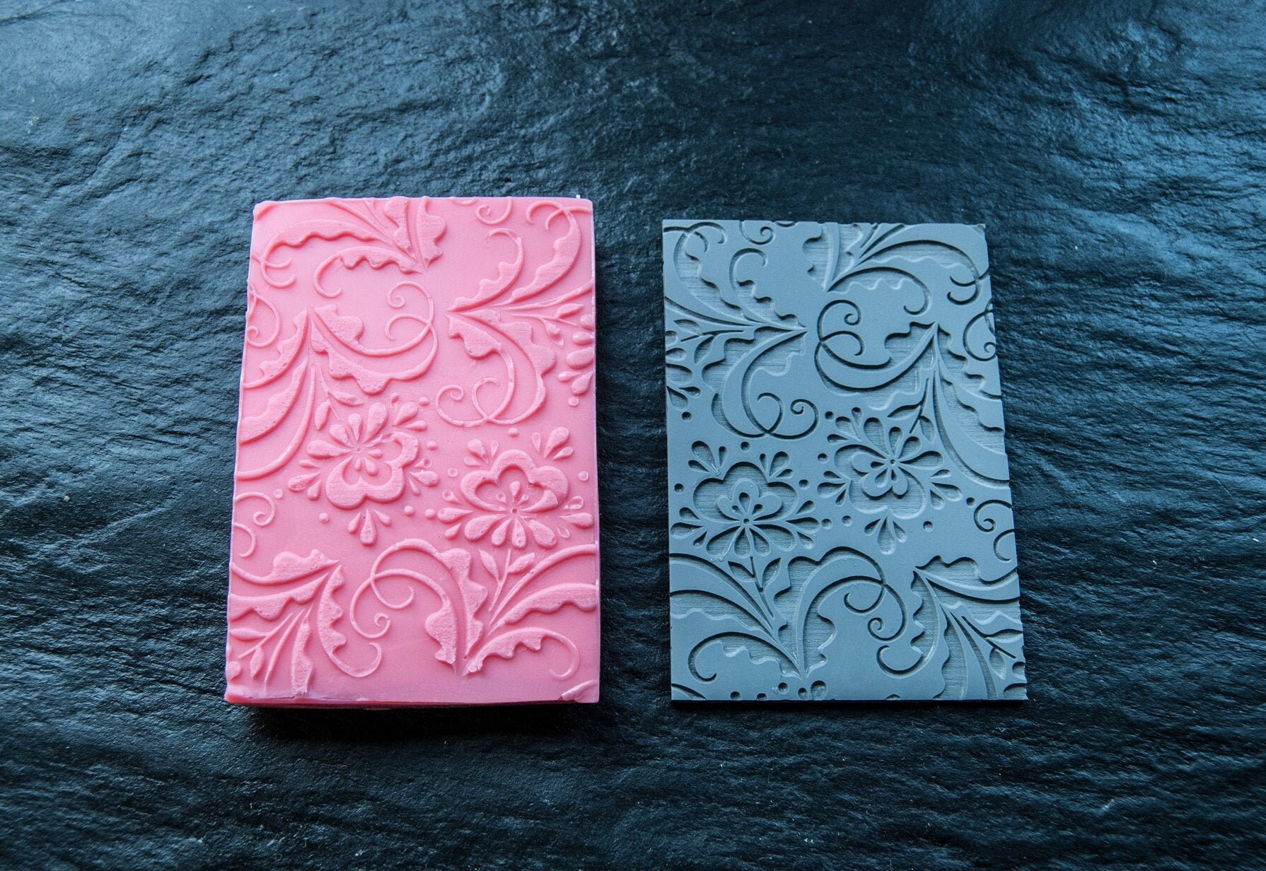Texture Mat 3 Flowers Soap Stamp Clay Stamp Ink Stamp Etsy