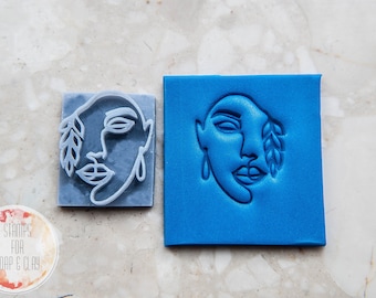 Polymer clay stamps 62, polymer clay, face stamp, metal clay stamp, clay stamp, polymer clay embosser, polymer clay tools, clay tools