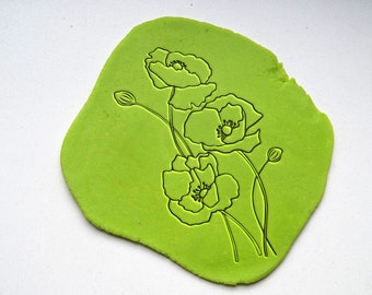 Polymer Clay Stempel 123 Stempel, Mohnblume stempel, Metall Ton Stempel, Ton Stempel, Polymer Clay Prägung, Fimo Werkzeug