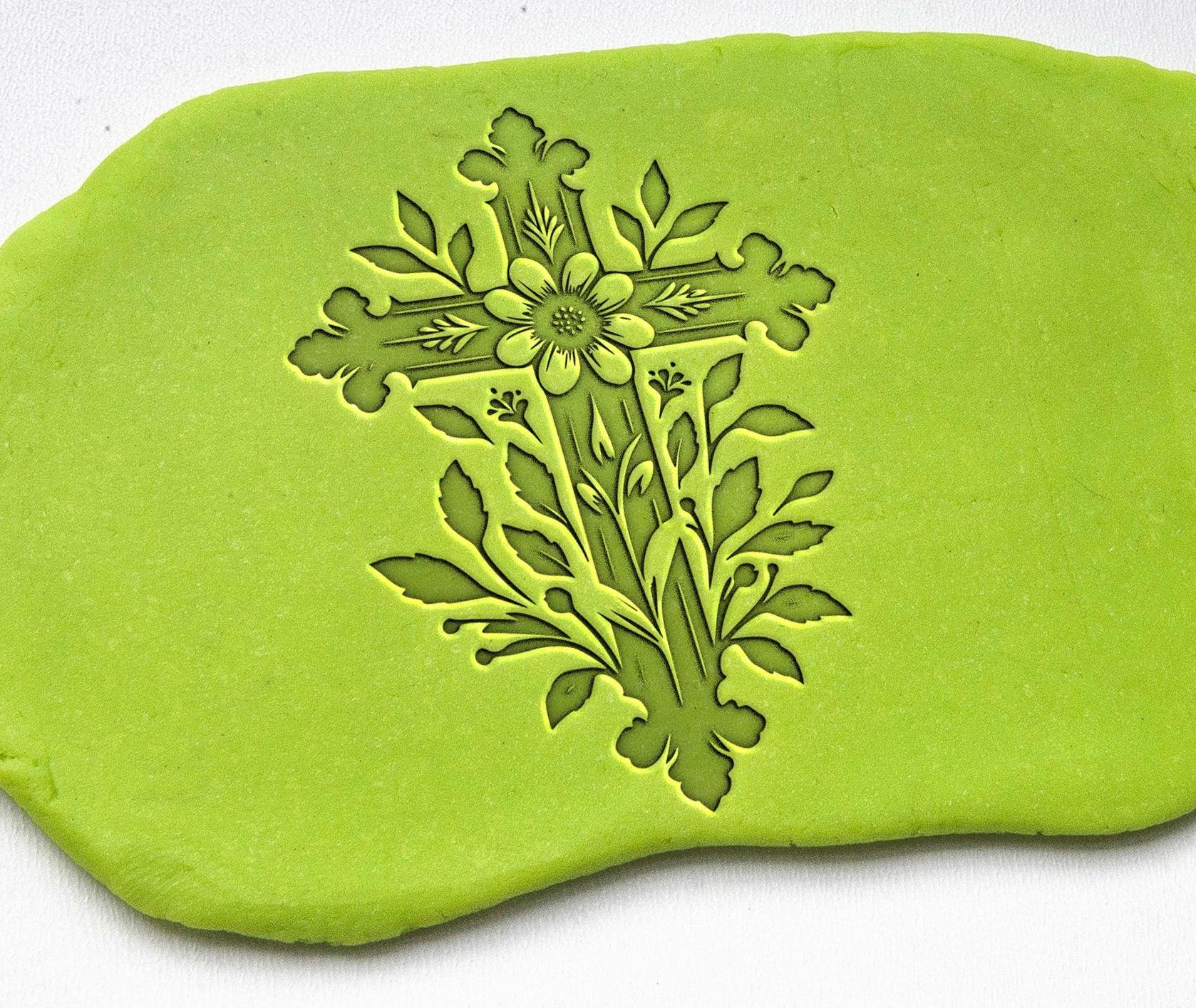 Polymer clay stamp, cross stamp, flower stamp, Christian stamp, crucifix stamp, clay stamp, clay embosser, polymer clay, soap stamp