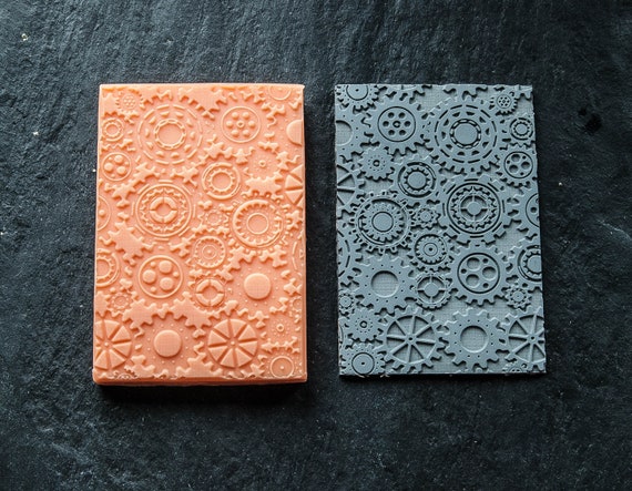 Textuur mat 9 Gears zeep stempel klei stempel | Etsy België