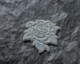 soap stamp, polymer clay stamps, Rose rubber stamp for soap, clay, ink stamp, wax