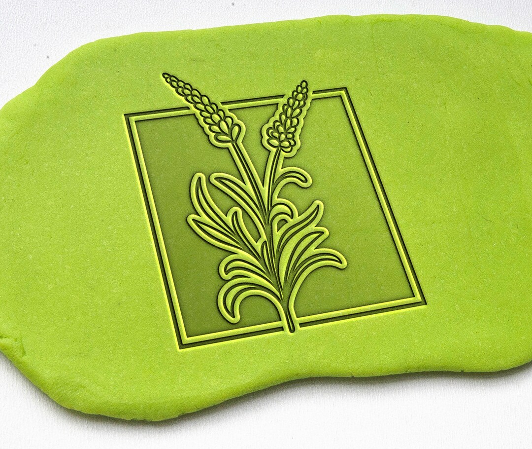 Polymer Clay Stamp 129, Polymer Clay Stamps, Linear Flower Stamp, Metal