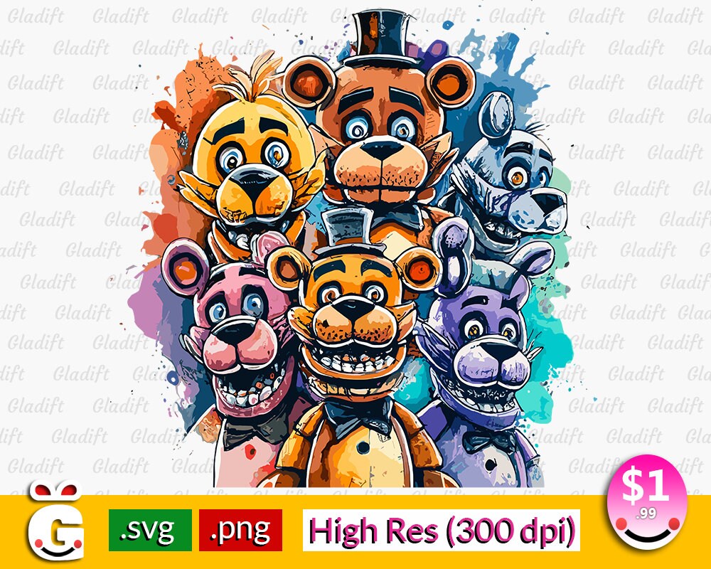 FNAF 1 Animatronics Cute Cross Stitch Pattern PDF Digital 