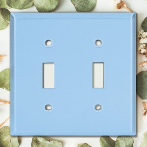 Metal Light Switch Cover, Light Switch Plate, Outlet Cover, Wall Plate, Home Decor Idea, Trendy Color for Room, SOLID PASTEL BLUE CLR012
