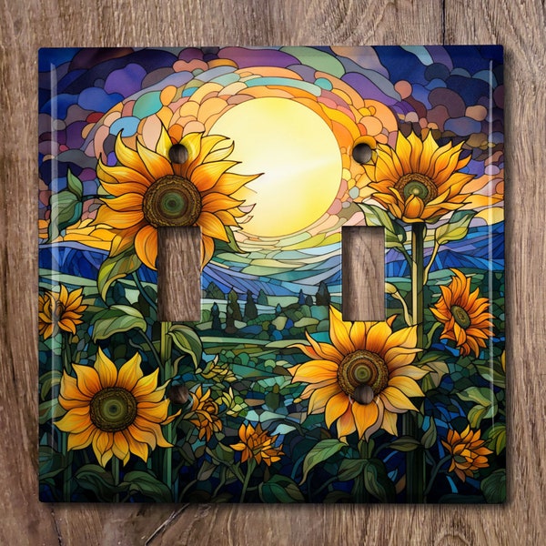 Metal Light Switch Cover, Light Switch Plate, Outlet Cover, Wall Plate, Home Decor Idea, Beautiful Sunflower Field, Floral Room, FLW235