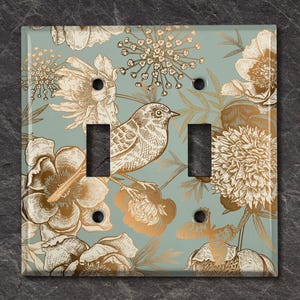 Metal Light Switch Cover | Light Switch Plate, Outlet Cover, Wall Plate Home Decor, Wallplate Cover, Bird,  Elegant Floral Bird, PNT036