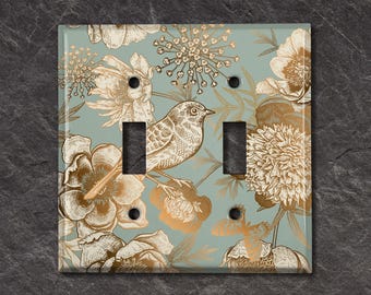 Metal Light Switch Cover | Light Switch Plate, Outlet Cover, Wall Plate Home Decor, Wallplate Cover, Bird,  Elegant Floral Bird, PNT036