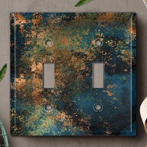 Metal Light Switch Cover, Light Switch Plate, Outlet Cover, Wall Plate, Home Decor Idea, Distressed Rust Metal, COPPER PATINA IMAGE MET045