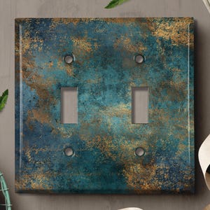 Metal Light Switch Cover, Light Switch Plate, Outlet Cover, Wall Plate, Home Decor Idea, Distressed Rust Metal, COPPER PATINA IMAGE MET038