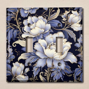 Metal Light Switch Cover | Light Switch Plate, Outlet Cover, Wall Plate, Home Decor, Elegant Purple White Flowers, Lavendar Floral, FLW652