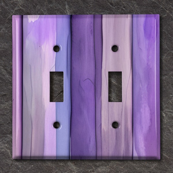 Metal Light Switch Cover | Light Switch Plate, Outlet Cover, Wall Plate, Home Decor Idea, Purple Wood Fence Design, Office Decor, WOD031