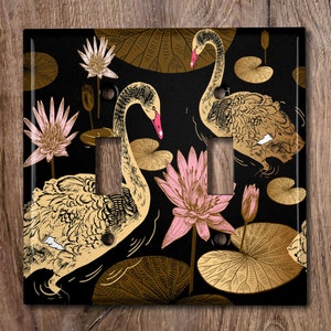 Metal Light Switch Cover | Light Switch Plate, Outlet Cover, Wall Plate, Home Decor, Chic Swan Floral Decor, Elegant Floral Decor FLW398