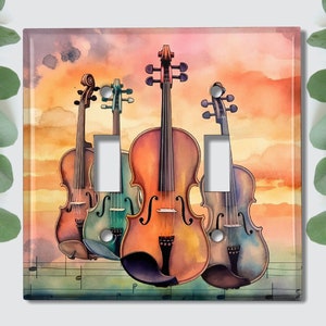 Metal Light Switch Cover, Light Switch Plate, Outlet Cover, Wall Plate, Home Decor Idea, Cello Decor, Music Room Decor, Musical Notes MUS016