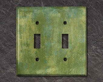 Metal Light Switch Cover | Light Switch Plate, Outlet Cover, Wall Plate, Home Decor Idea, Green Paint Strokes, Decor Idea, CLR100