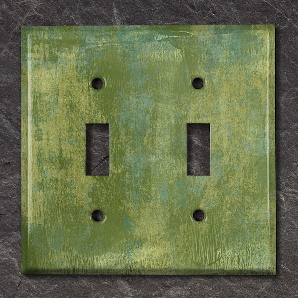 Metal Light Switch Cover, Light Switch Plate, Outlet Cover, Wall Plate, Home Decor Idea, Green Paint Strokes, Decor Idea, CLR100