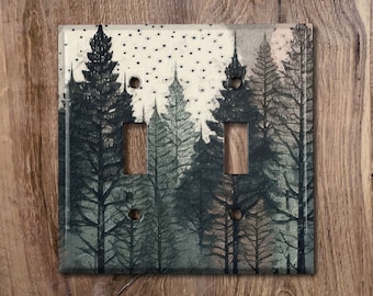 Metal Light Switch Cover | Light Switch Plate, Outlet Cover, Wall Plate, Home Decor, Beautiful Forest, Artistic Painting, Room Decor, TRE036