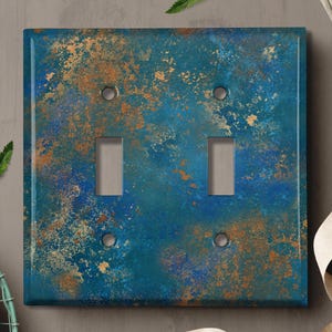 Metal Light Switch Cover | Light Switch Plate, Outlet Cover, Wall Plate, Home Decor Idea, Distressed Rust Metal, COPPER PATINA IMAGE MET041