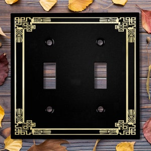 Metal Light Switch Cover | Light Switch Plate, Outlet Cover, Wall Plate Home Decor, Elegant Victorian Art Deco Black Frame FRA086