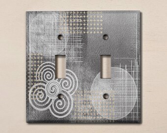 Metal Light Switch Cover, Light Switch Plate, Outlet Cover, Wall Plate, Home Decor Idea, Elegant Grey Art Decor, Office Decor Idea, WAL069