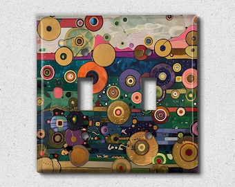 Metal Light Switch Cover | Light Switch Plate, Outlet Cover, Wall Plate, Home Decor Idea, Colorful Abstract Decor, Klimt Style Art, FLW744