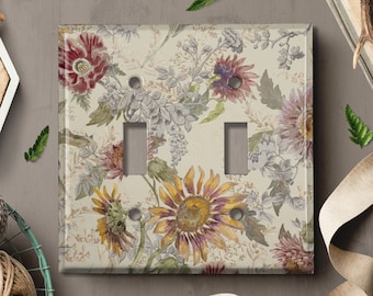 Metal Light Switch Cover | Light Switch Plate, Outlet Cover, Wall Plate, Home Decor Idea, Sunflower Decor, Elegant Floral Design Idea FLW287
